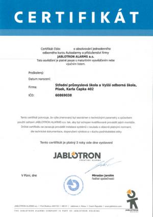 Certifikát: Autoalarmy a příslušenství